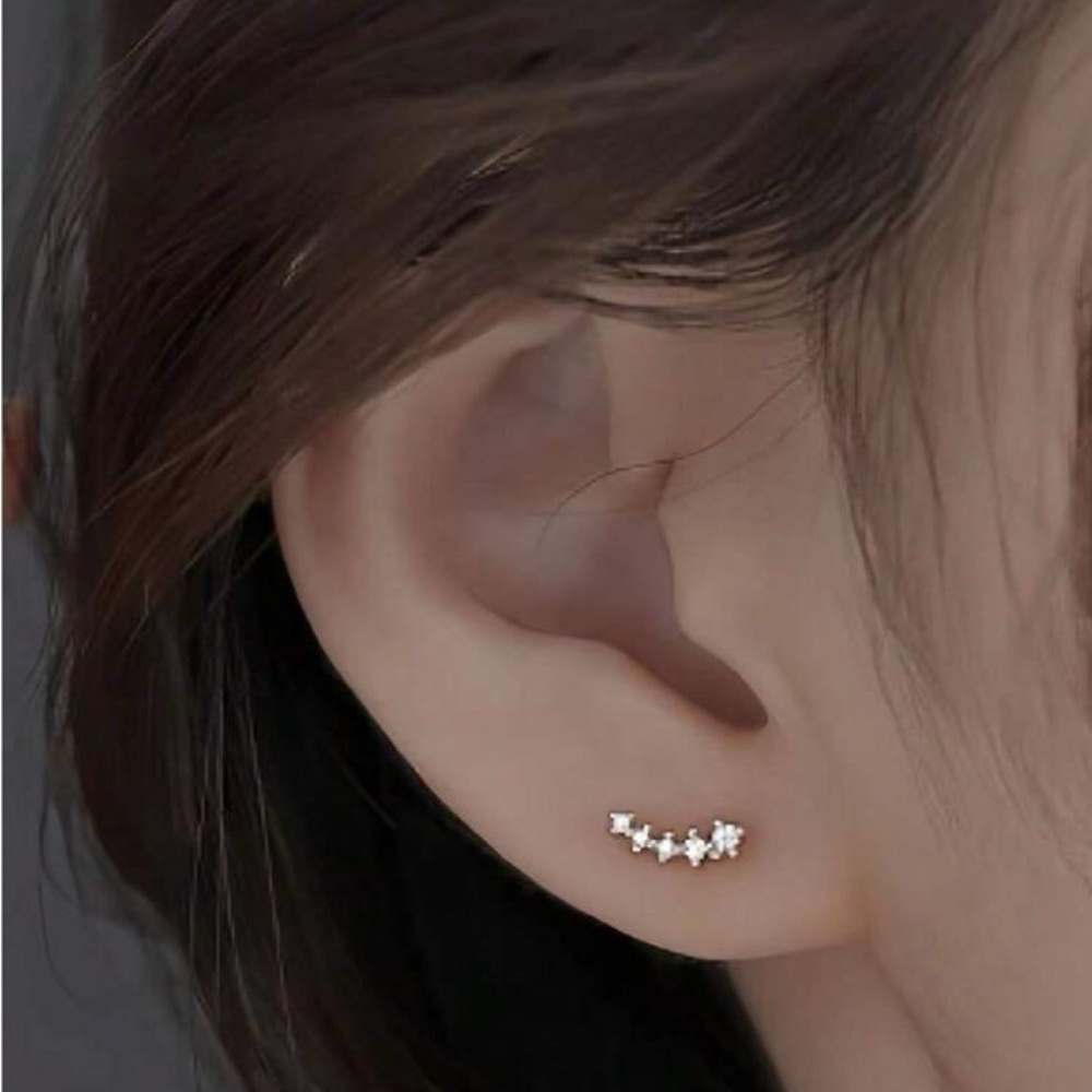 Small Sterling silver 925 with CZ stones Crawler studs New